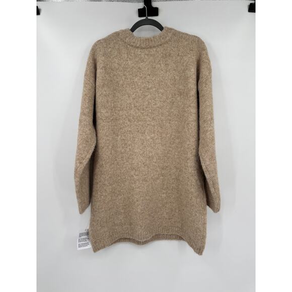 Topshop Oat Beige Knit Fluffy Crewneck Oversized Sweater Dress Size US 0-2 XS - Picture 3 of 9